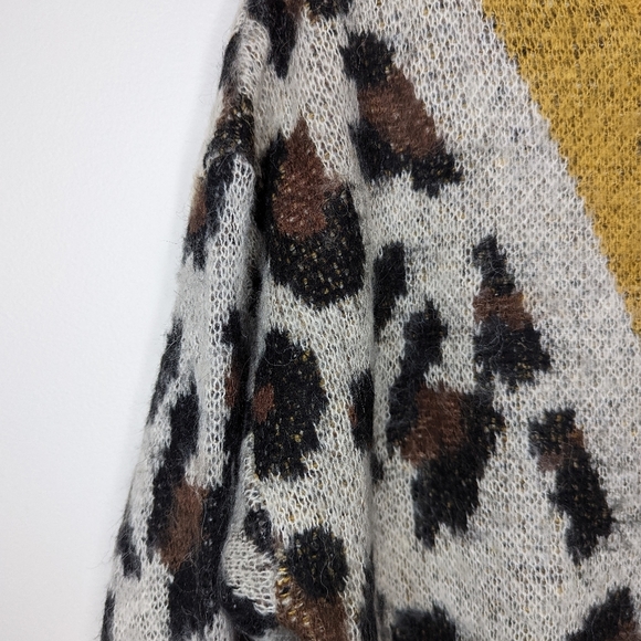 Compañia Fantastica Leopard Print Sweater with Mustard Accent | Size Small - Picture 4 of 5
